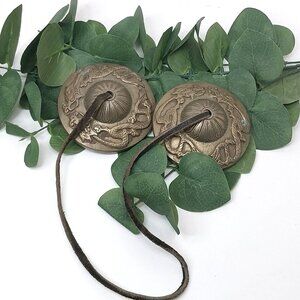 Brass Tibetan Tingsha Cymbals Dragon & Leather Cord Meditation Chimes